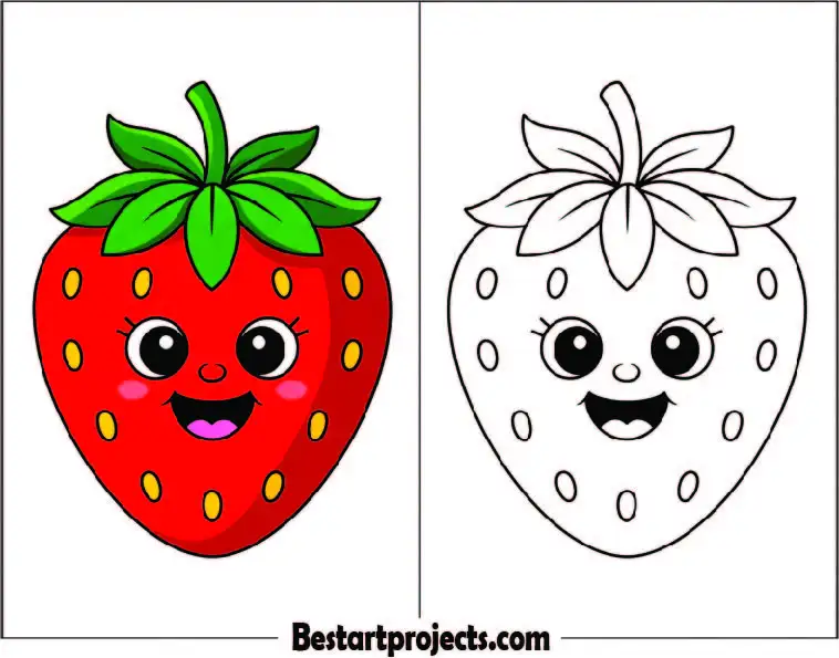 Easy Strawberry Coloring Page For Preschoolers 01