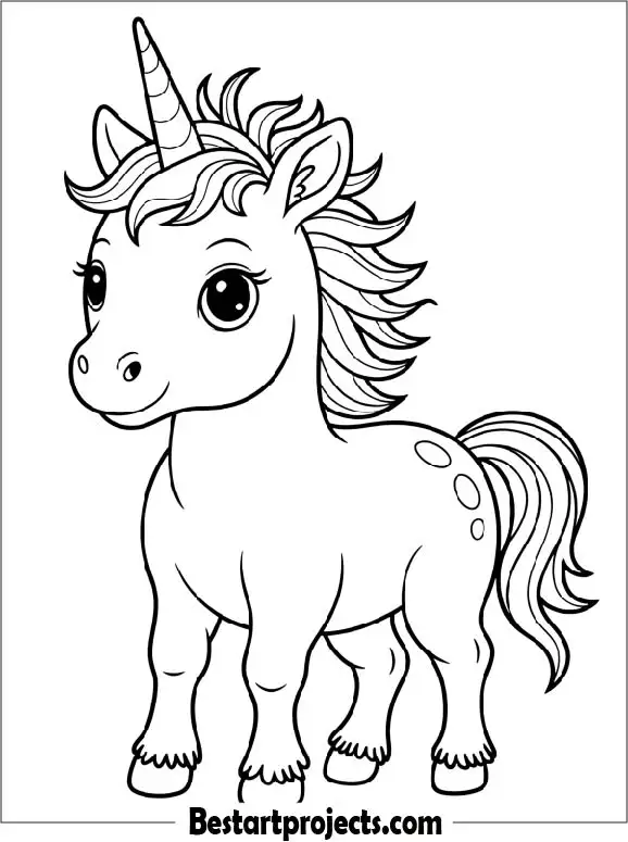 Easy Unicorn Coloring Page