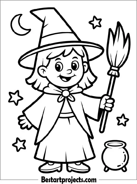 Easy Witch Coloring Page
