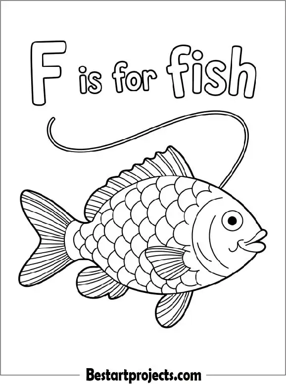 F is for Fish Coloring Page