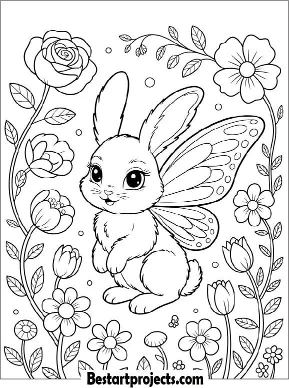 Fairy Bunny Coloring Page for Kids