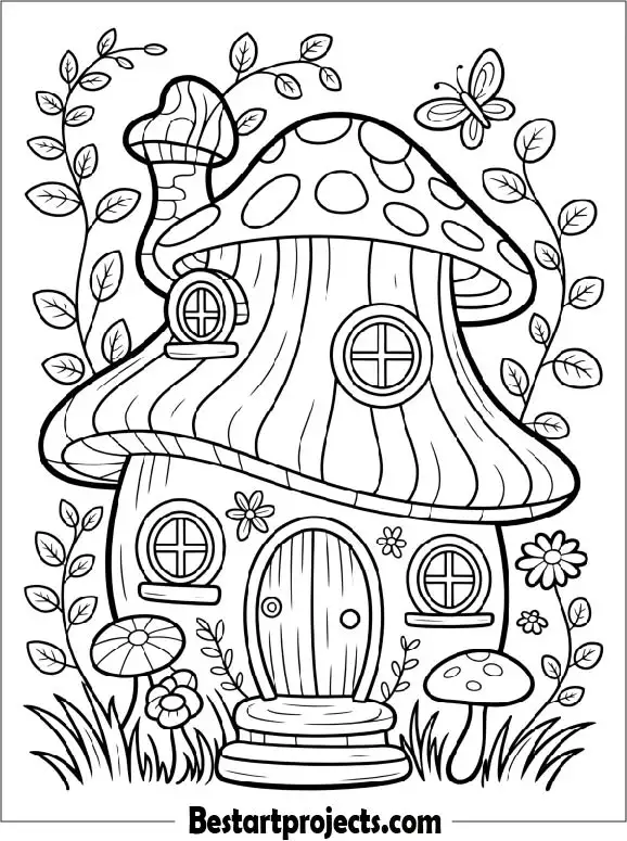 Fairy House Coloring Page