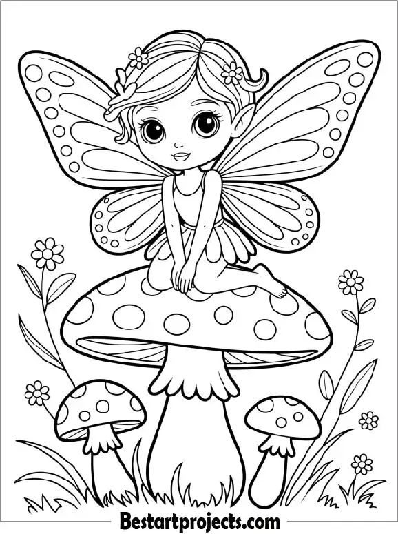 Fairy Mushroom Coloring Sheet