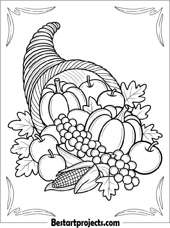 Fall Cornucopia Coloring Page