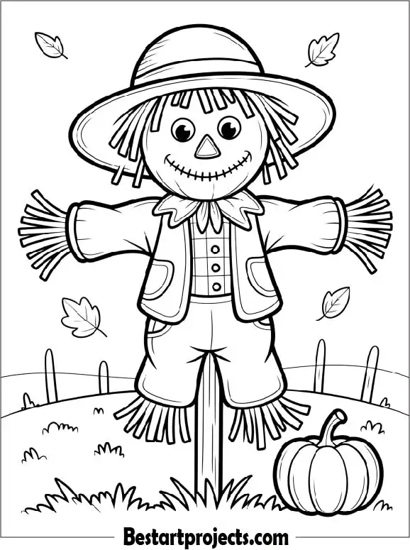 Fall Scarecrow Coloring Page