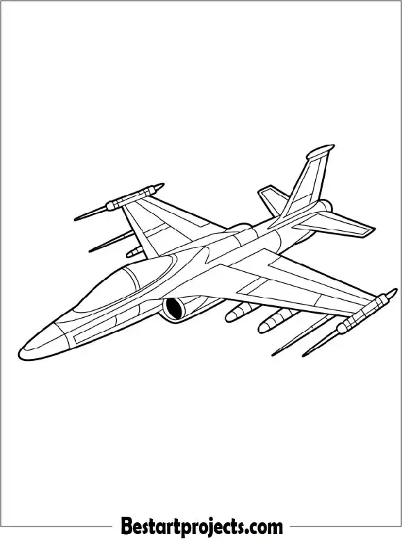 Fighter Jet Coloring Sheet For Kids
