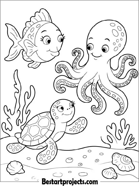 Fish and Ocean Friends Coloring Page