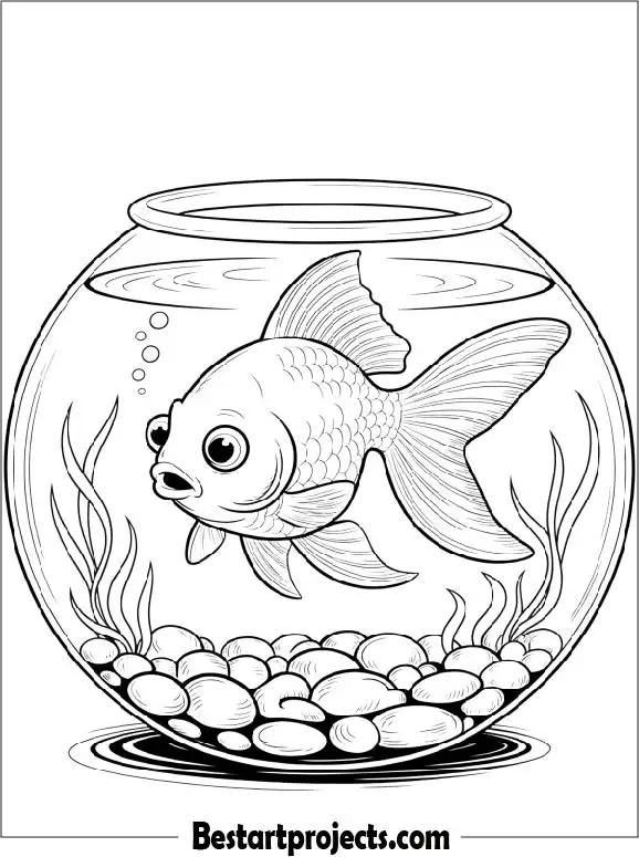 Fish in a Fishbowl Coloring Page