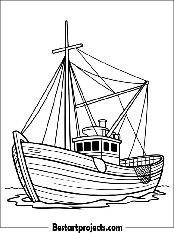 Fishing Ship Coloring Page