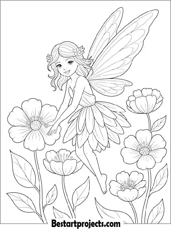 Flower Fairy Coloring Page