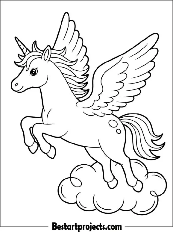 Flying Unicorn Coloring Page