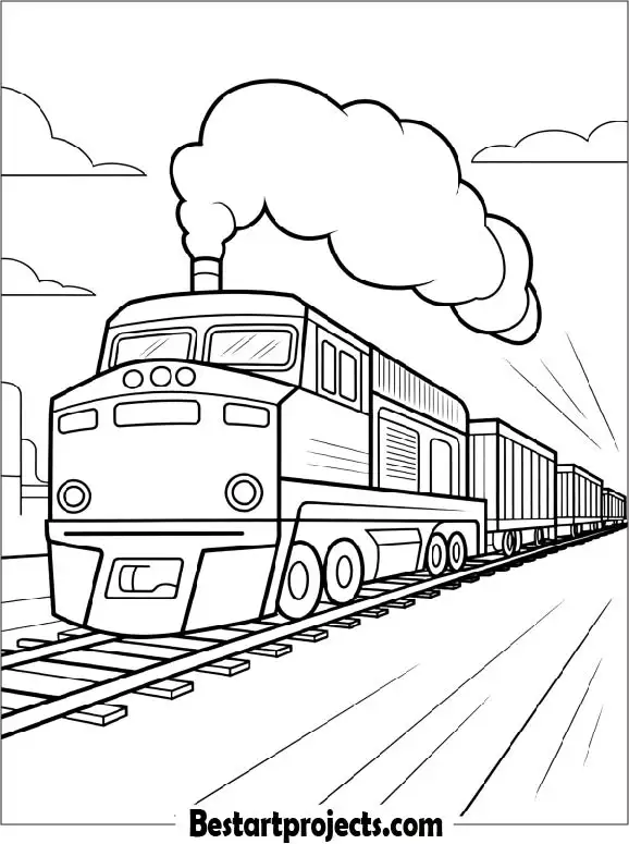 Freight Train Carrying Cargo Free Coloring Page