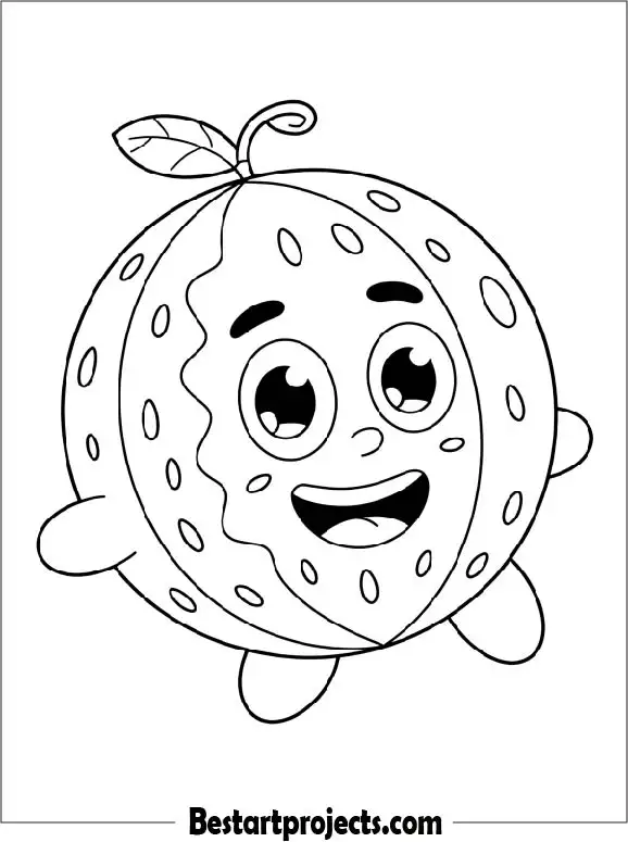 Funny watermelon character Coloring Page for Kids