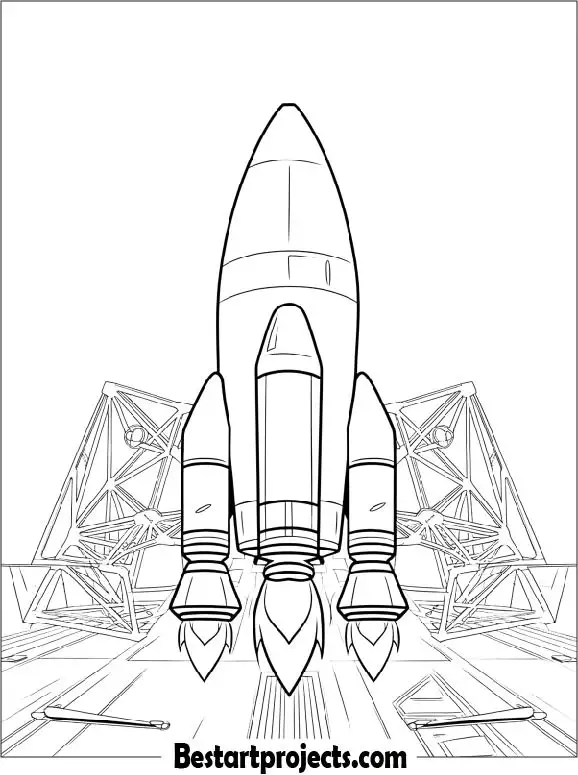 Futuristic Space Rocket to Color