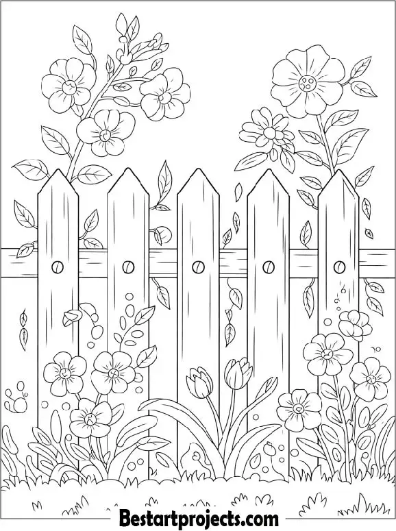 Garden Fence With Flowers