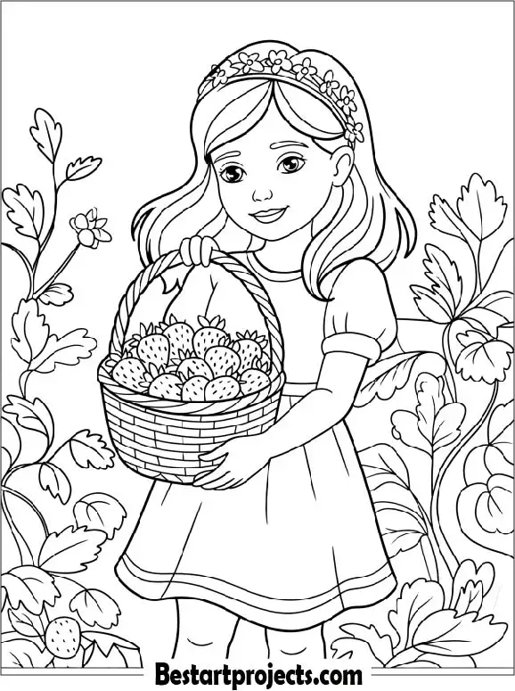 Girl Holding a Basket of Strawberries