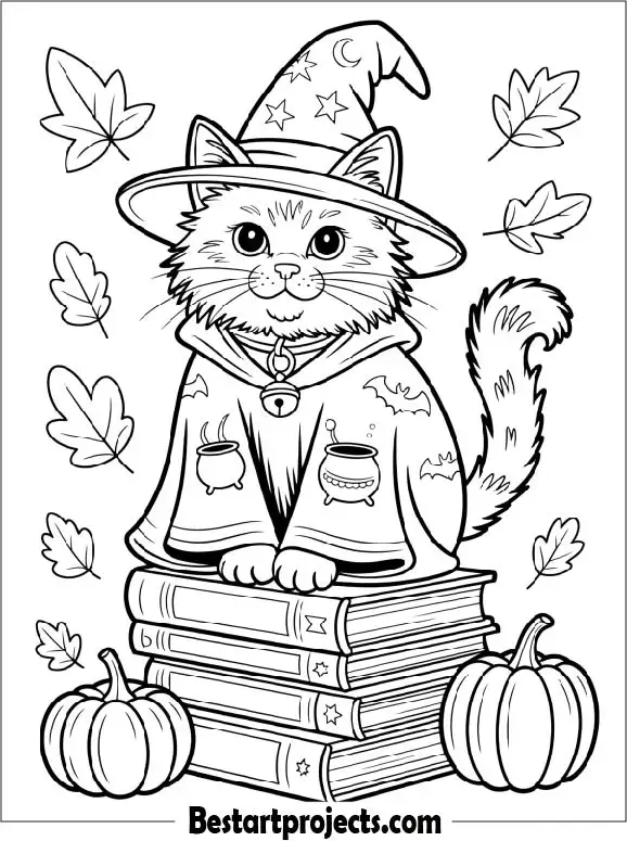 Halloween Cat Coloring Page