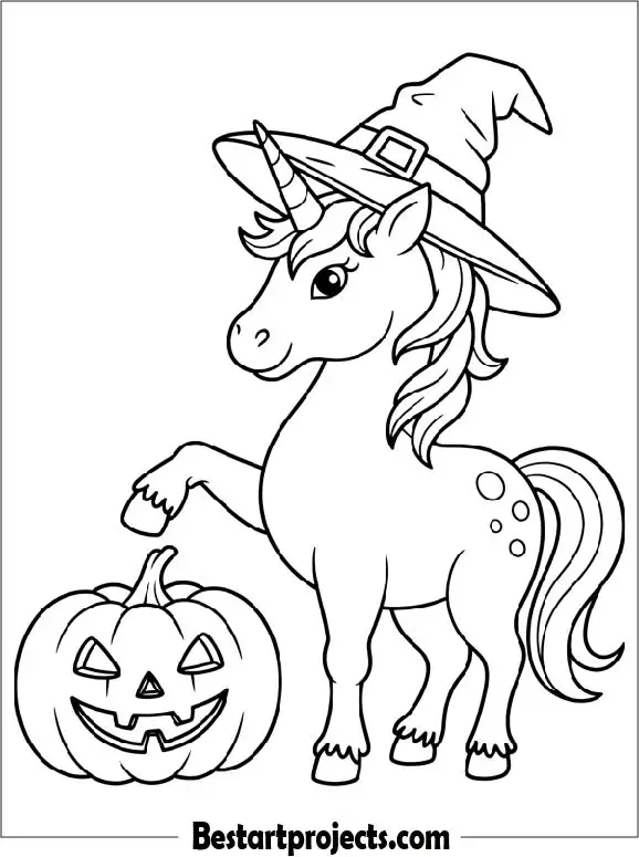 Halloween Unicorn Coloring Sheet for Kids