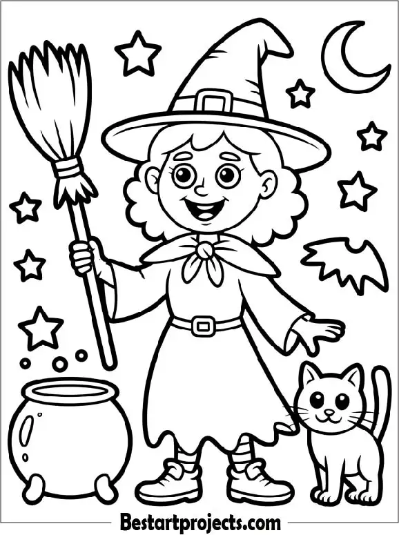 Halloween Witch Coloring Sheet