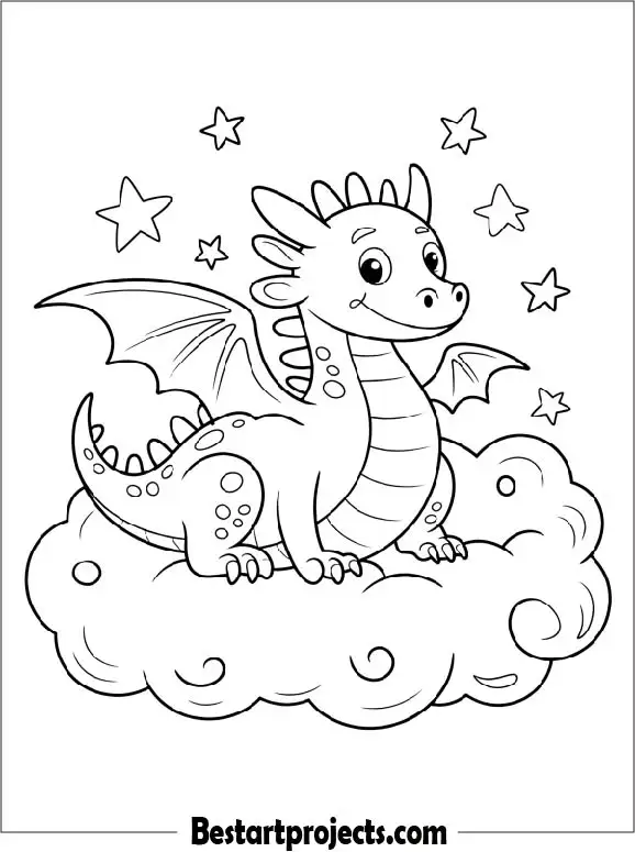 Happy Dragon Sitting on a Cloud