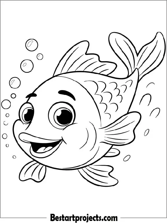 Happy Fish Coloring Sheet