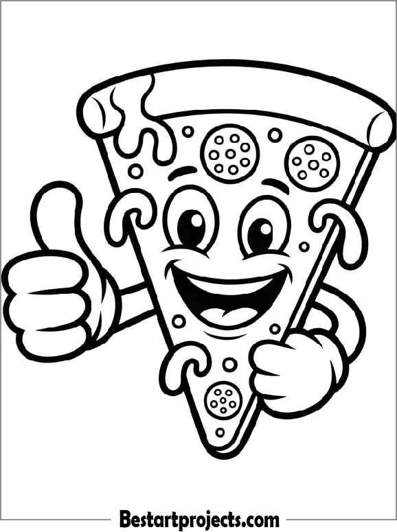 Happy Pizza Slice Coloring Page