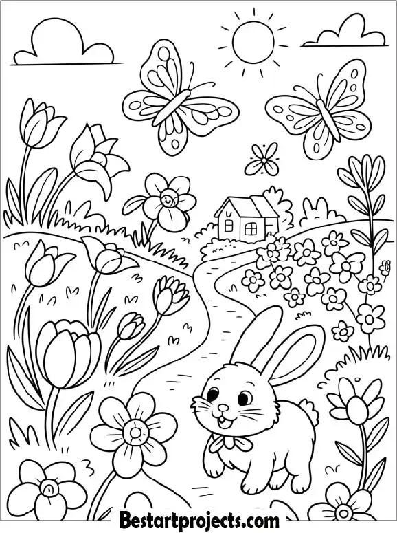 Happy Spring Coloring Page