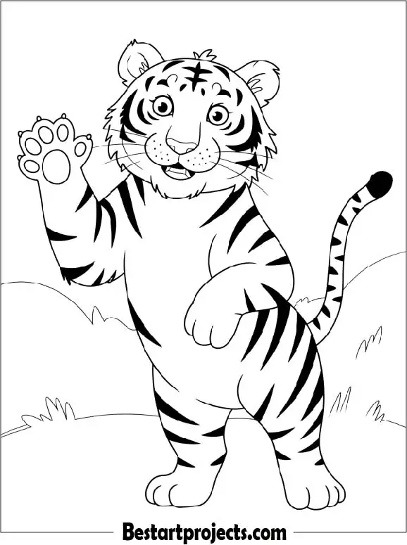 Happy Tiger Waving Hello