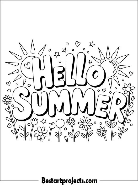 Hello Summer Coloring Page