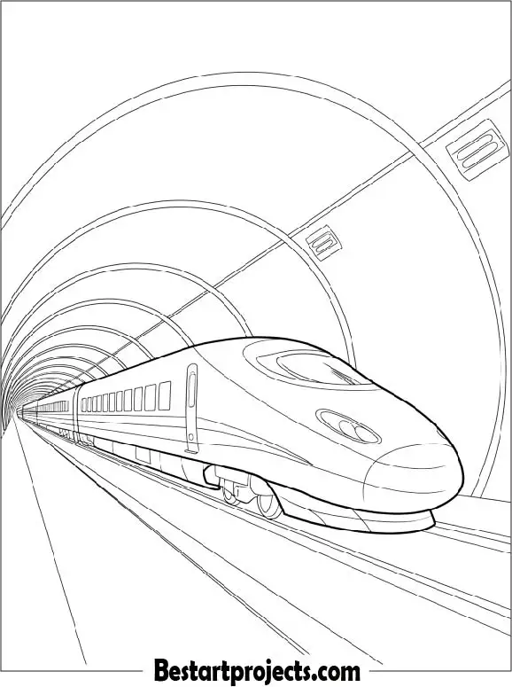 High-Speed Bullet Train Coloring Sheet