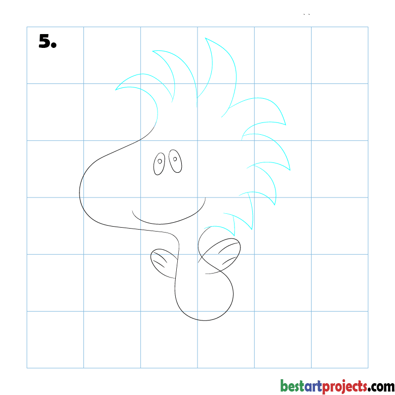 How to Draw Woodstock - step 5