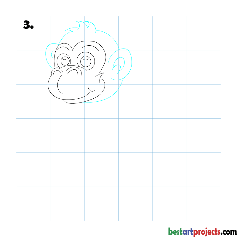 How to Draw a Monkey  step - 3