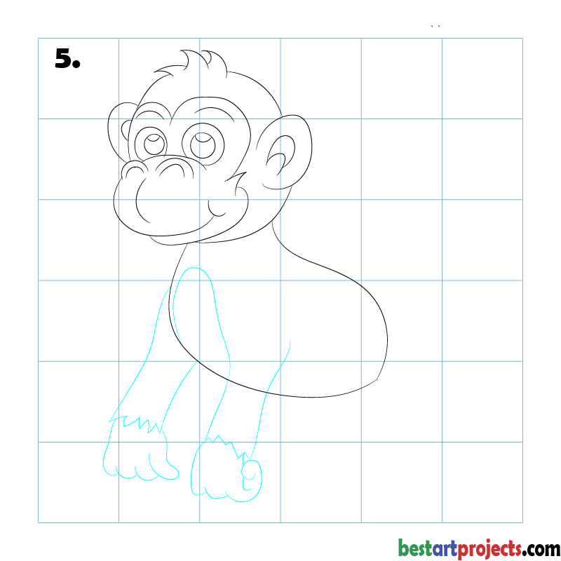 How to Draw a Monkey  step - 5