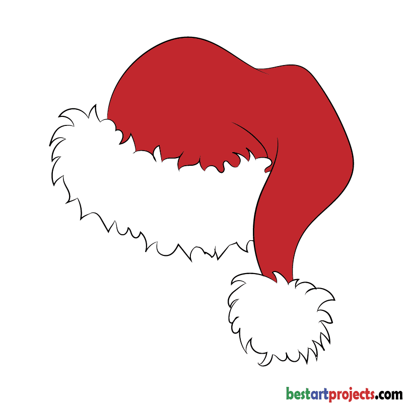 How to Draw a Santa hat - Santa hat drawing tutorial