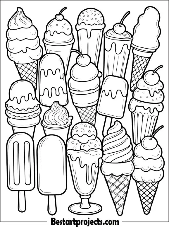 Ice Cream Coloring Page for Teens