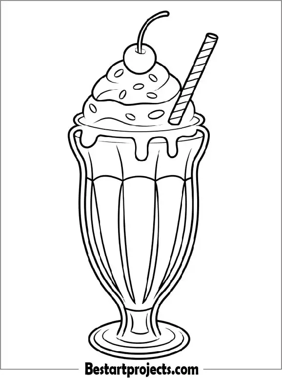 Ice Cream Milkshake Coloring Sheet