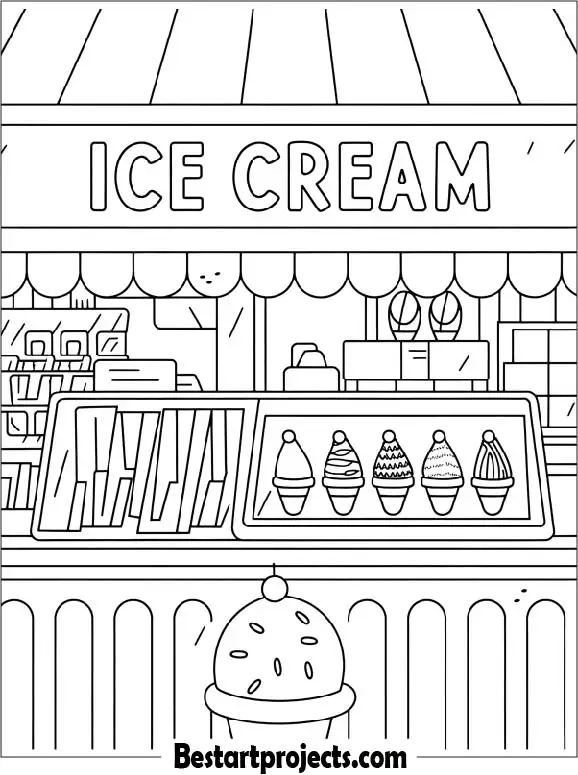 Ice Cream Stand Coloring Page