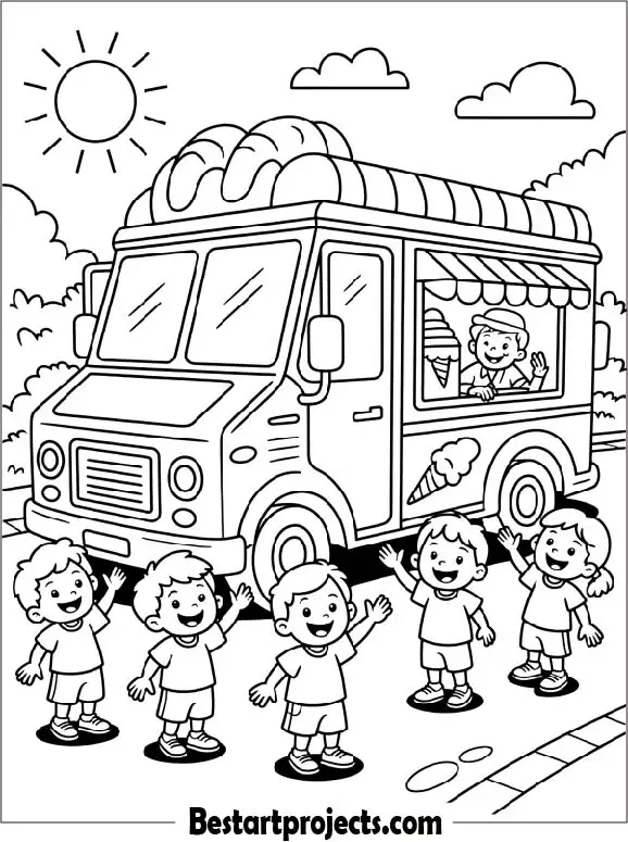 Ice Cream Truck Coloring Sheet