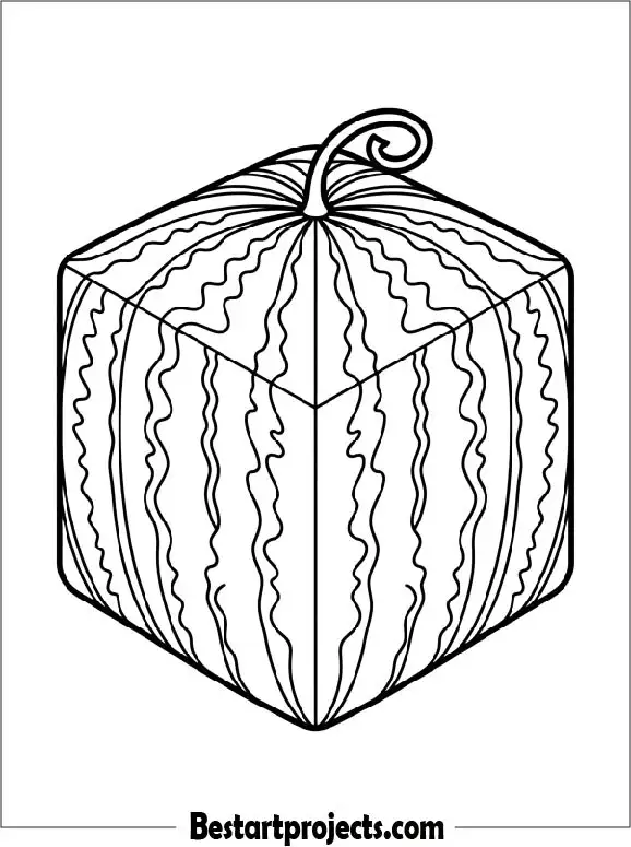Japanese Square Watermelon Coloring Sheet
