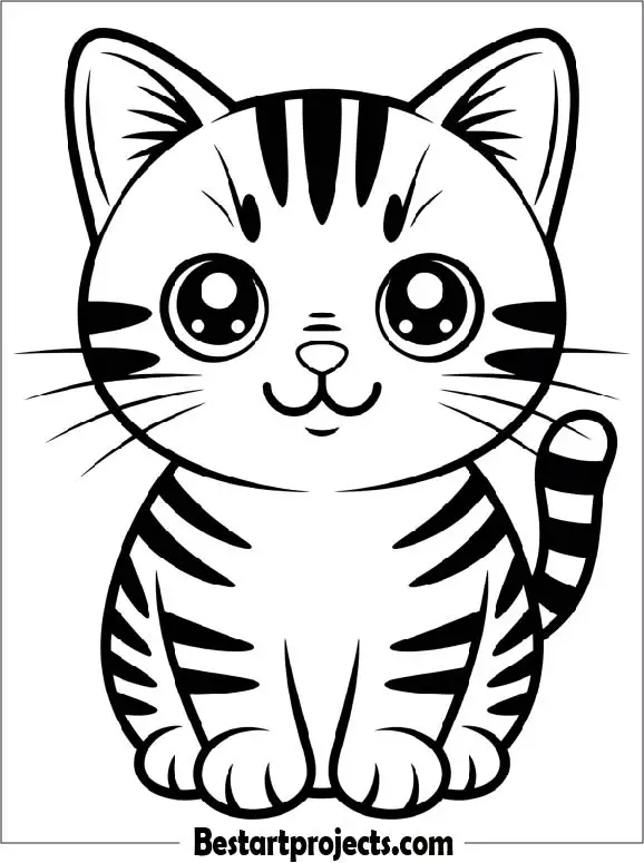 Kawaii Cat Coloring Page