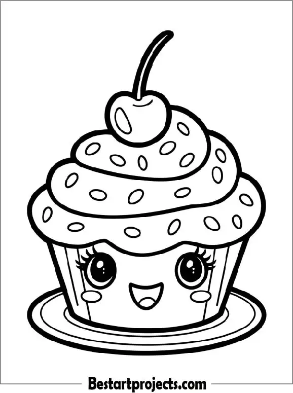 Kawaii Cupcake with Happy Face