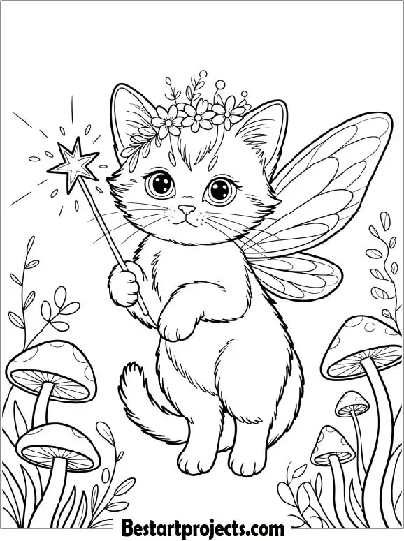 Kitty Fairy Coloring Page