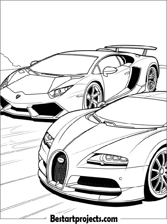Lamborghini vs Bugatti Coloring Page