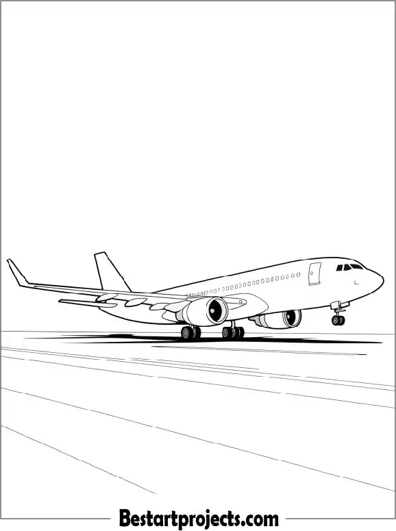 Large Commercial Jet Coloring Page