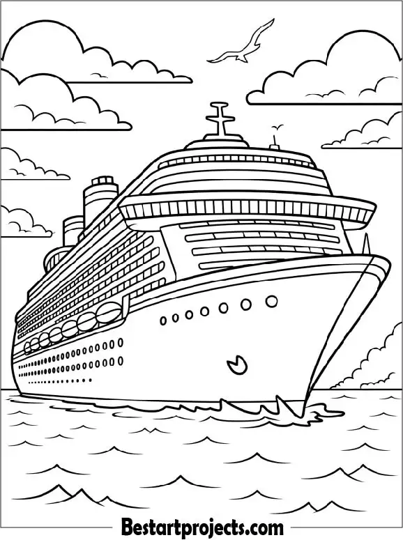 Large Cruise Ship Printable Coloring Page