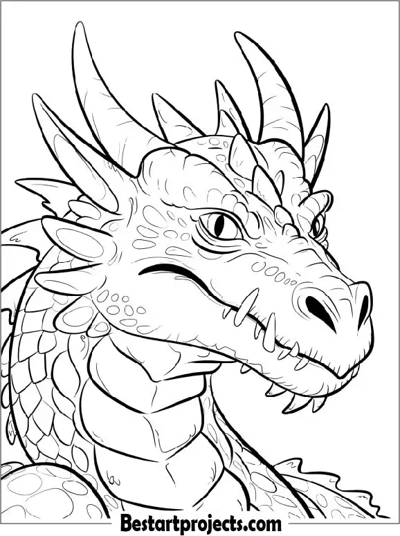 Majestic Dragon Head Close-Up Coloring Page