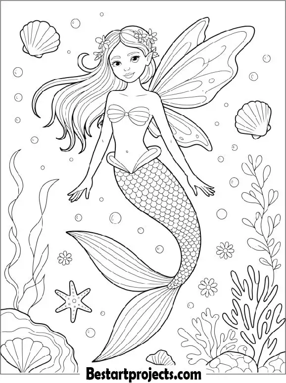 Mermaid Fairy Coloring Page