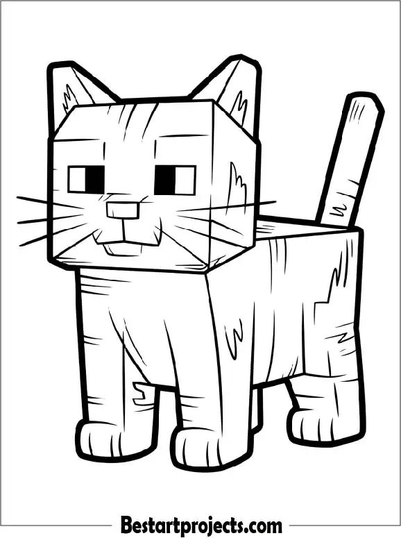 Minecraft Cat Coloring Page