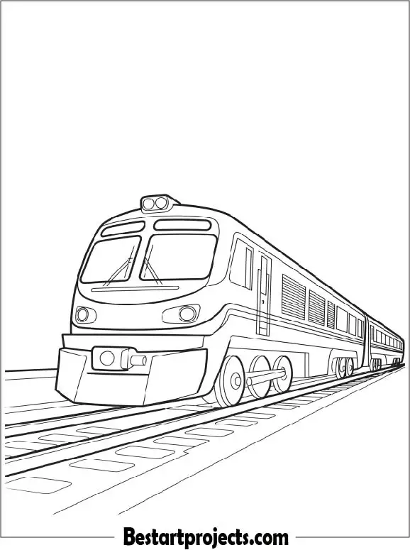 Modern Train Coloring Page for Adults