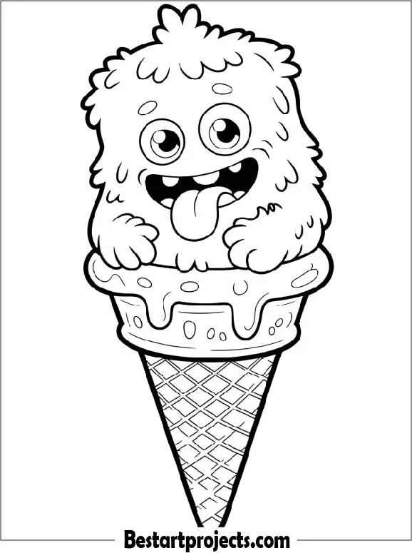 Monster Ice Cream Cone To Color